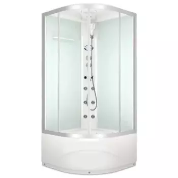 Душевая кабина Domani-Spa Delight 1/4 круга с гидромассажем высокий поддон 90x90 см цвет хром