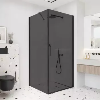 Душевая перегородка Март Эстетика Симфония 89.5x195 см черный профиль тонированное стекло