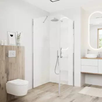 Душевая перегородка Март Эстетика Симфония 89.5x195 см хромированный профиль прозрачное стекло