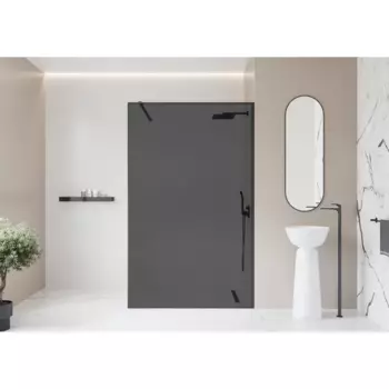 Душевая перегородка Март Walk-In 120x195 см тонированное стекло черный профиль