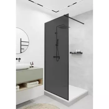 Душевая перегородка Март Walk in 40.0-120.0 120x210 см черный профиль тонированное стекло