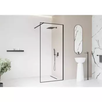 Душевая перегородка Март Walk in 80 80x195 см прозрачное стекло черный профиль