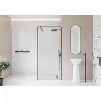 Душевая перегородка Март Walk-In 80x195 см матовое стекло черный профиль