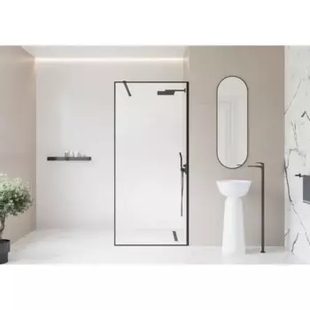 Душевая перегородка Март Walk in 90 90x195 см прозрачное стекло черный профиль