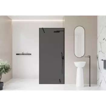 Душевая перегородка Март Walk-In 90x195 см тонированное стекло черный профиль