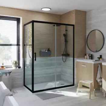 Душевая перегородка Sensea Easy 80x190 см стекло прозрачное профиль черный