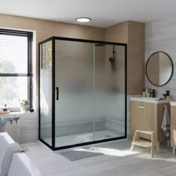 Душевая перегородка Sensea Easy 80x190 см стекло с шелкографией профиль черный