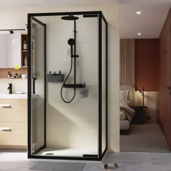 Душевая перегородка Sensea Easy 90x190 см стекло прозрачное профиль черный