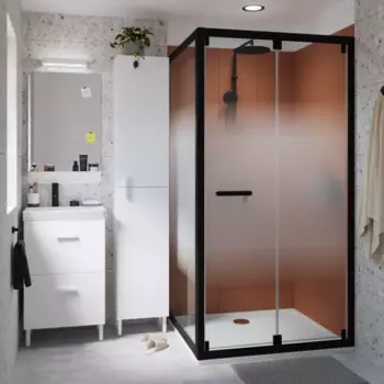 Душевая перегородка Sensea Easy 90x190 см стекло с шелкографией профиль черный