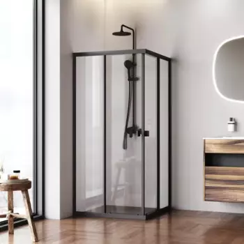 Душевой уголок AM.PM Flash W9HG-403-090-BT квадратный 90x90 см черный профиль прозрачное стекло раздвижной