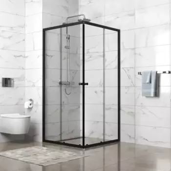 Душевой уголок Domani-Spa Cube квадратный 90x90 см черный профиль прозрачное стекло раздвижной