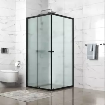 Душевой уголок Domani-Spa Cube квадратный 90x90 см черный профиль матовое стекло раздвижной