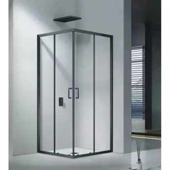 Душевой уголок Drop CR квадратный 80x80 см черный профиль прозрачное стекло раздвижной