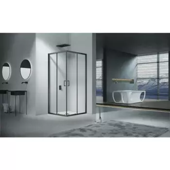 Душевой уголок Drop CR квадратный 90x90 см черный профиль прозрачное стекло раздвижной