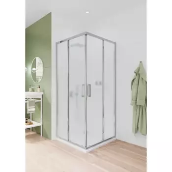 Душевой уголок Март Квадро квадратный 90x90 см хромированный профиль матовое стекло раздвижной