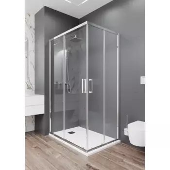 Душевой уголок Март Квадро прямоугольный 80x120 см хромированный профиль прозрачное стекло раздвижной