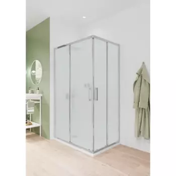 Душевой уголок Март Квадро прямоугольный 80x120 см хромированный профиль матовое стекло раздвижной
