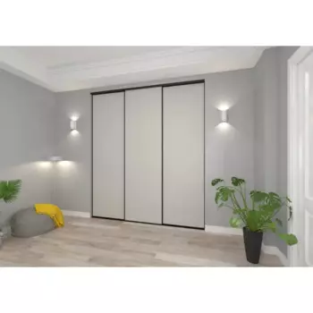 Дверь-купе 225.5x70.4 см МДФ цвет кашемир/черный узкий профиль