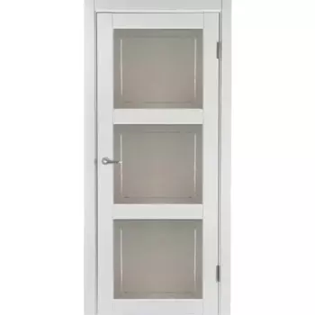 Дверь межкомнатная со стеклом Адажио 90x200 см Hardflex белый с замком и петлями