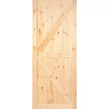Дверь межкомнатная глухая амбарная 90x200 см без покрытия цвет натуральный без замка, без петель
