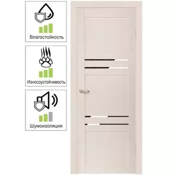 Дверь межкомнатная Астерия глухая Hardflex ламинация цвет магнолия 60х200 см (с замком и петлями)