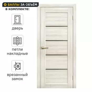 Дверь межкомнатная глухая Artens Брио 80x200 см ПВХ цвет дуб филадельфия с замком и петлями