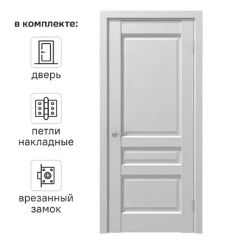 Дверь межкомнатная глухая Artens Магнолия 80x200 см ПВХ цвет белое дерево с замком и петлями