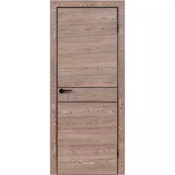 Дверь межкомнатная глухая Борно 52 90x200 см ПВХ цвет тобакко с замком и петлями