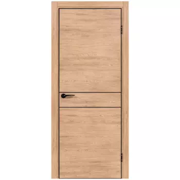 Дверь межкомнатная глухая Борно 52 90x210 см ПВХ цвет органик оак с замком и петлями