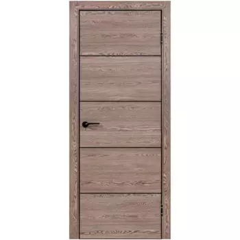 Дверь межкомнатная глухая Борно 54 90x200 см ПВХ цвет тобакко с замком и петлями