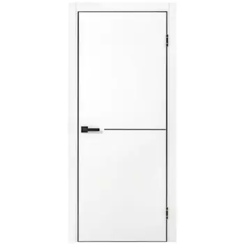 Дверь межкомнатная глухая Борно 55 60x210 см ПЭТ цвет белый с замком и петлями