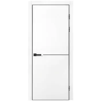 Дверь межкомнатная глухая Борно 55 60x220 см ПЭТ цвет белый с замком и петлями
