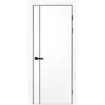 Дверь межкомнатная глухая Борно 56 70x230 см ПЭТ цвет белый с замком и петлями