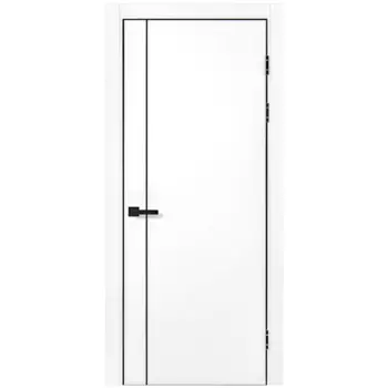 Дверь межкомнатная глухая Борно 56 90x220 см ПЭТ цвет белый с замком и петлями