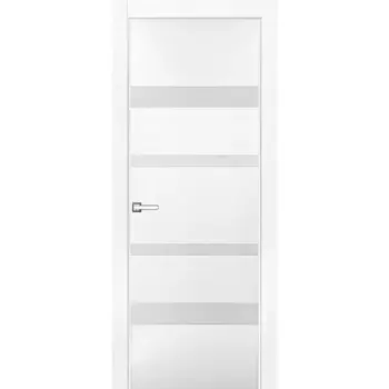 Дверь межкомнатная глухая Бостон 90x200 см ПВХ белый с замком и петлями