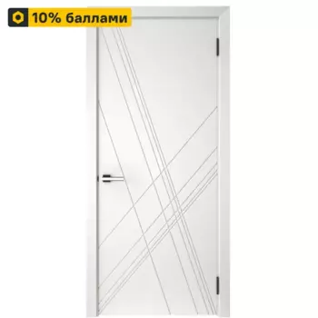 Дверь межкомнатная глухая Графика Х 70x200 см эмаль белый с замком и петлями