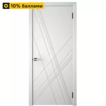 Дверь межкомнатная глухая Графика Х 80x200 см эмаль белый с замком и петлями