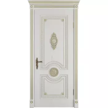 Дверь межкомнатная глухая Грета 90x200 см ПВХ цвет дуб бьянко с замком и петлями