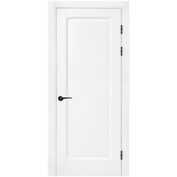 Дверь межкомнатная глухая Эгли 1 60x230 см ПЭТ цвет белый с замком и петлями