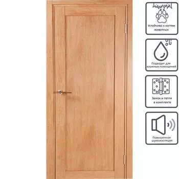 Дверь межкомнатная глухая Кантри 60x200 см, ПВХ, цвет дуб арагон, с фурнитурой