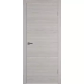 Дверь межкомнатная глухая Канзас 2 80x200 см ПВХ цвет дуб европейский серый с замком и петлями