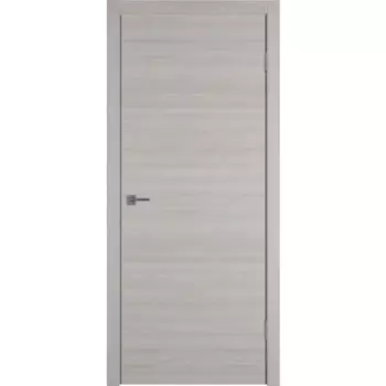 Дверь межкомнатная глухая Канзас 60x200 см ПВХ цвет дуб европейский серый с замком и петлями