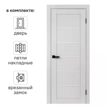 Дверь межкомнатная глухая Легда-28.1 90x200 см полипропилен цвет серое дерево с замком и петлями