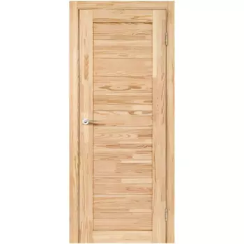 Дверь межкомнатная глухая массив дерева М-1 80x200 см без покрытия цвет натуральный с замком и петлями