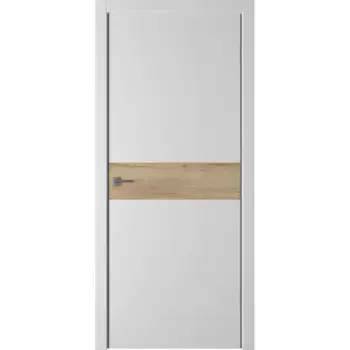 Дверь межкомнатная глухая Палладиум HR 70x200 см ПВХ цвет софт милк/дуб галифакс натур. с замком и петлями