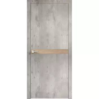 Дверь межкомнатная глухая Дайона 5 80x200 см ПВХ цвет бетон краколет/дуб европейский с замком и петлями