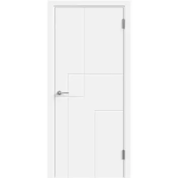 Дверь межкомнатная глухая с замком и петлями в комплекте Контур 70x200 см эмаль цвет белый