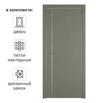 Дверь межкомнатная глухая с замком и петлями в комплекте Сити 1 90x200 см ПВХ цвет форте тренто