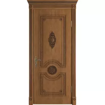 Дверь межкомнатная глухая с замком и петлями в комплекте Грета 70x200 см ламинация ПВХ цвет дуб аурум