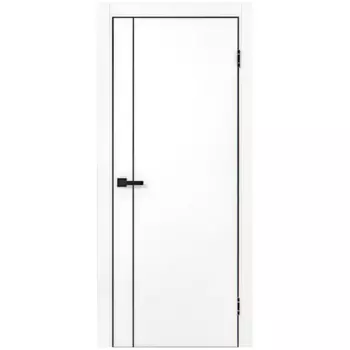 Дверь межкомнатная глухая с замком и петлями в комплекте Борно 56 60x200 см ПЭТ цвет белый